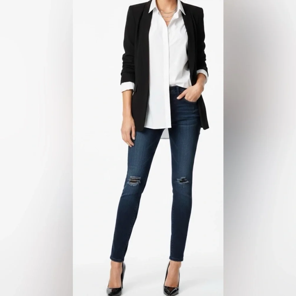 CAbi Women's Dark Blue Distressed Skinny Jeans